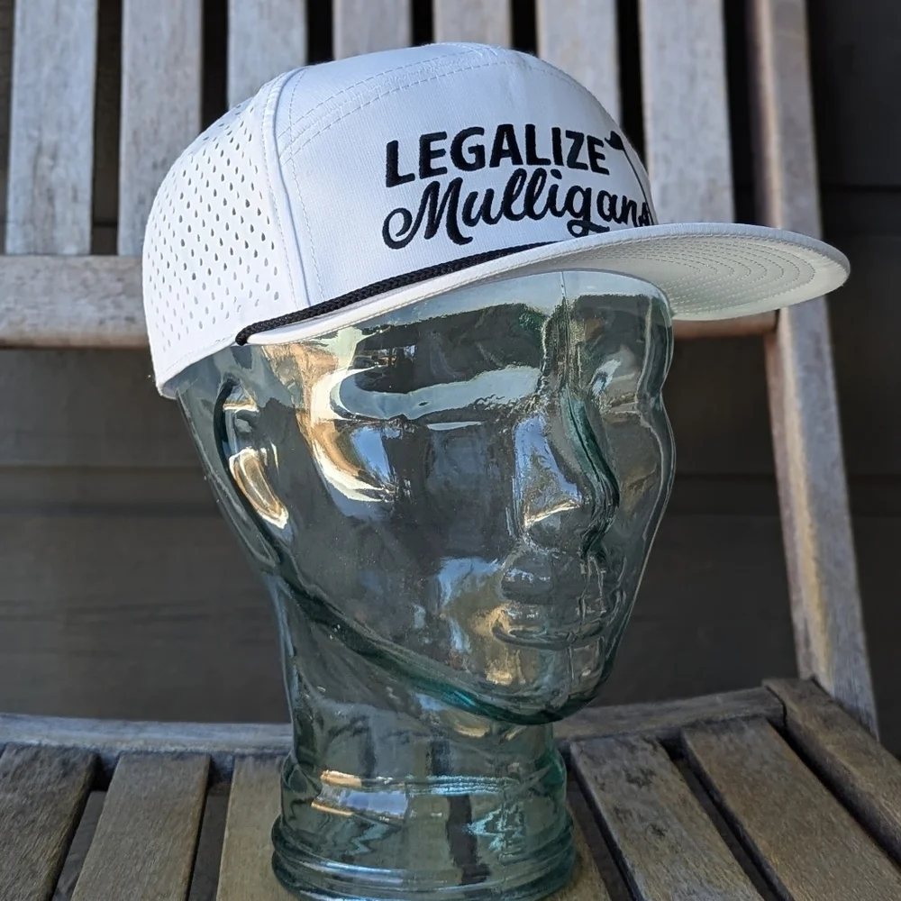 NWOT Legalize Mulligans Golf Tech Hat White Black One Size Preppy Breathable